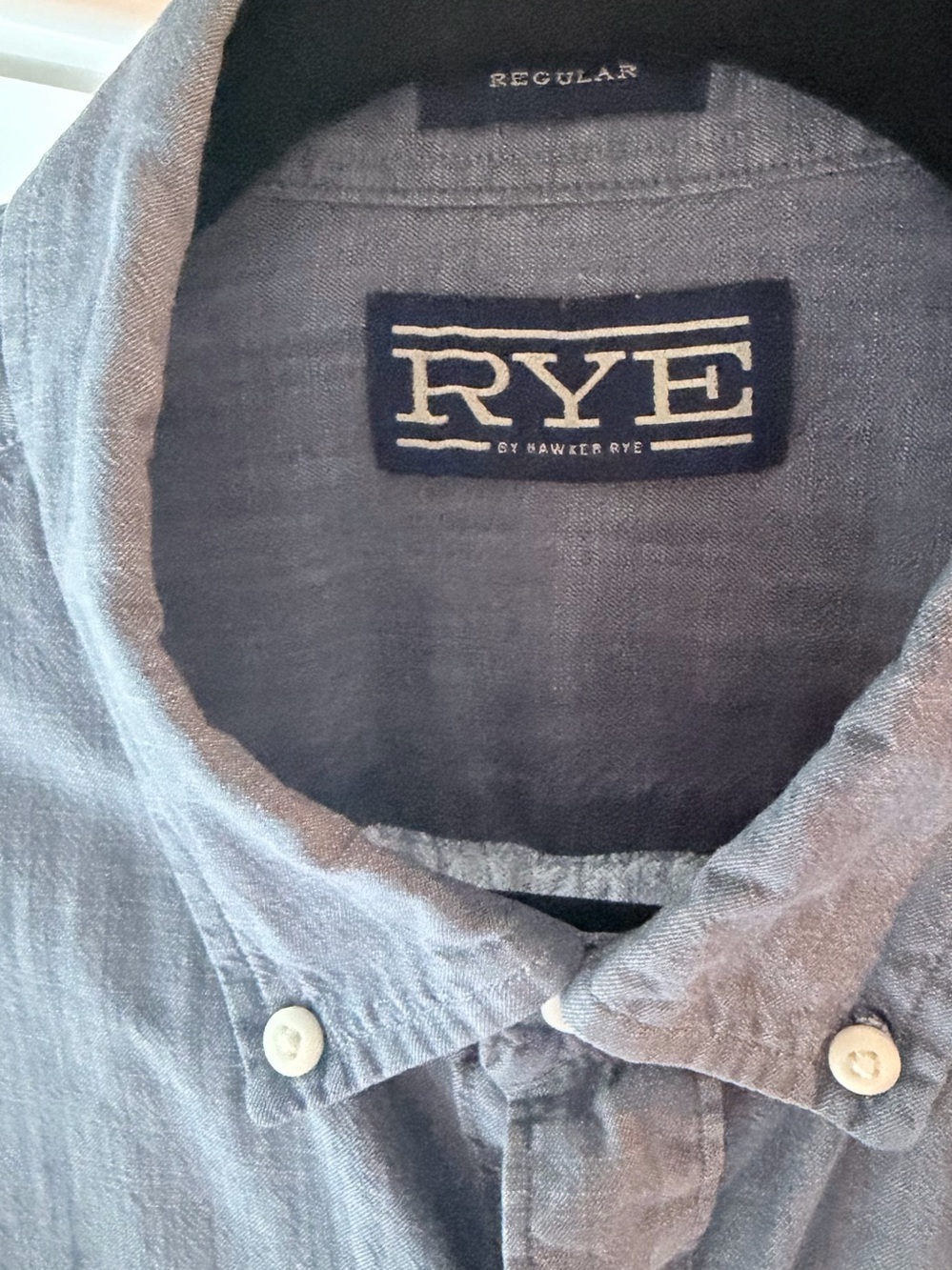 Rye Men's Muted Slate Blue Casual Button-Down Shirt - LARGE
